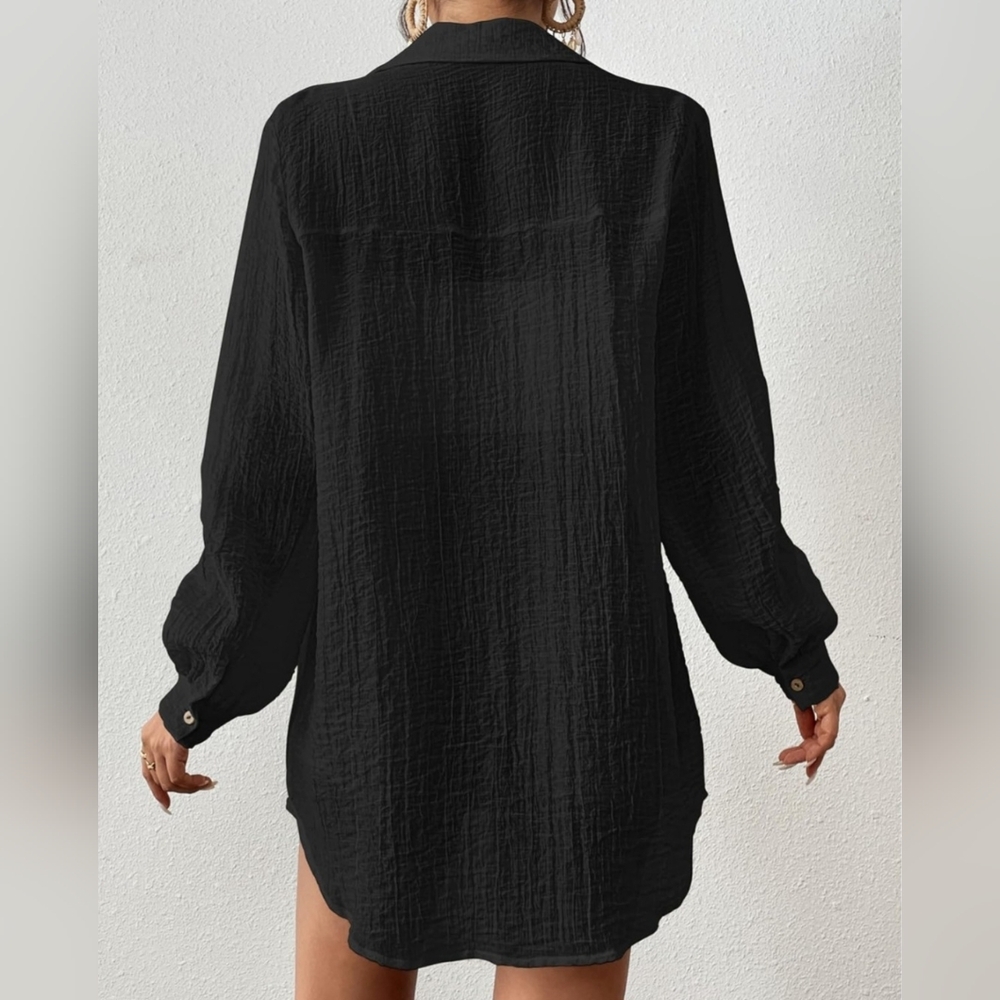 Bsubseach Button-Down Swimsuit Coverup & Oversized Blouse | Size L - Picture 5 of 5